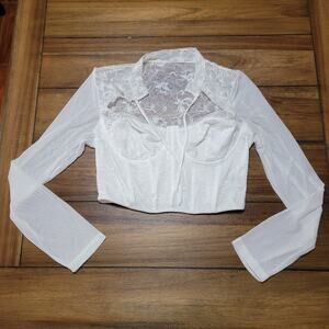 Shein LS White Lace Bustier Top - Size Large